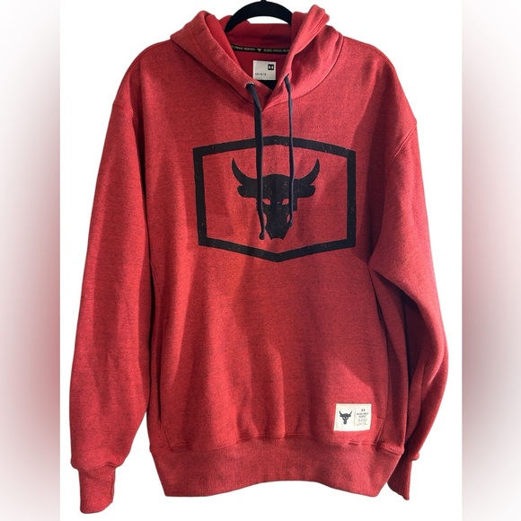 Under Armour Other - Under Armour Red Hoodie with Black Bull Logo, NWT, Size L